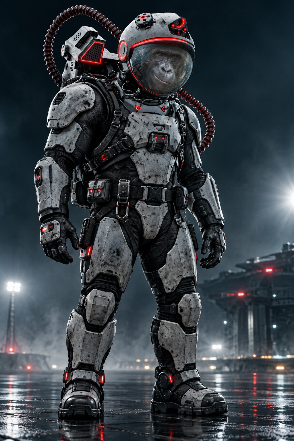 Mo Astronaut in battle-worn spacesuit